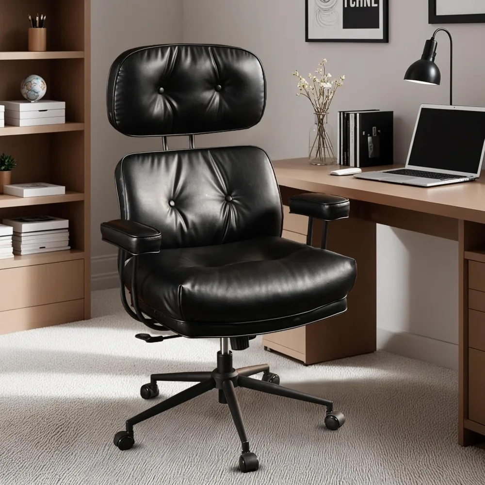 

Ergonomic High Back Office Chair, PU Leather Home Office Desk Chairs with Wheels, Lumbar Support Swivel Computer Chair