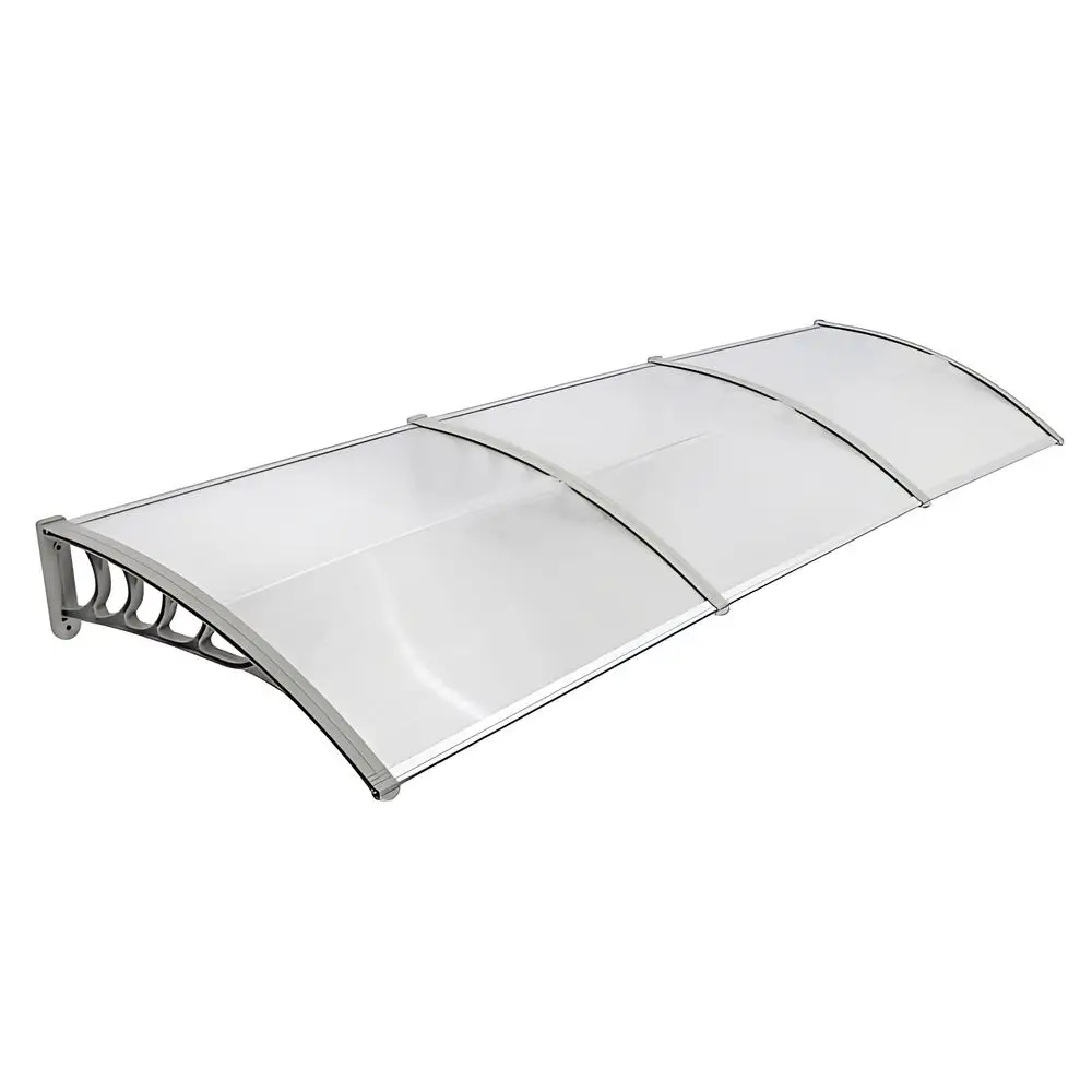 

300*100cm Household Door Window Rain Cover Roof Cover Transparent Board Gray Bracket Aluminum Fixing Bars Durable for Balcony