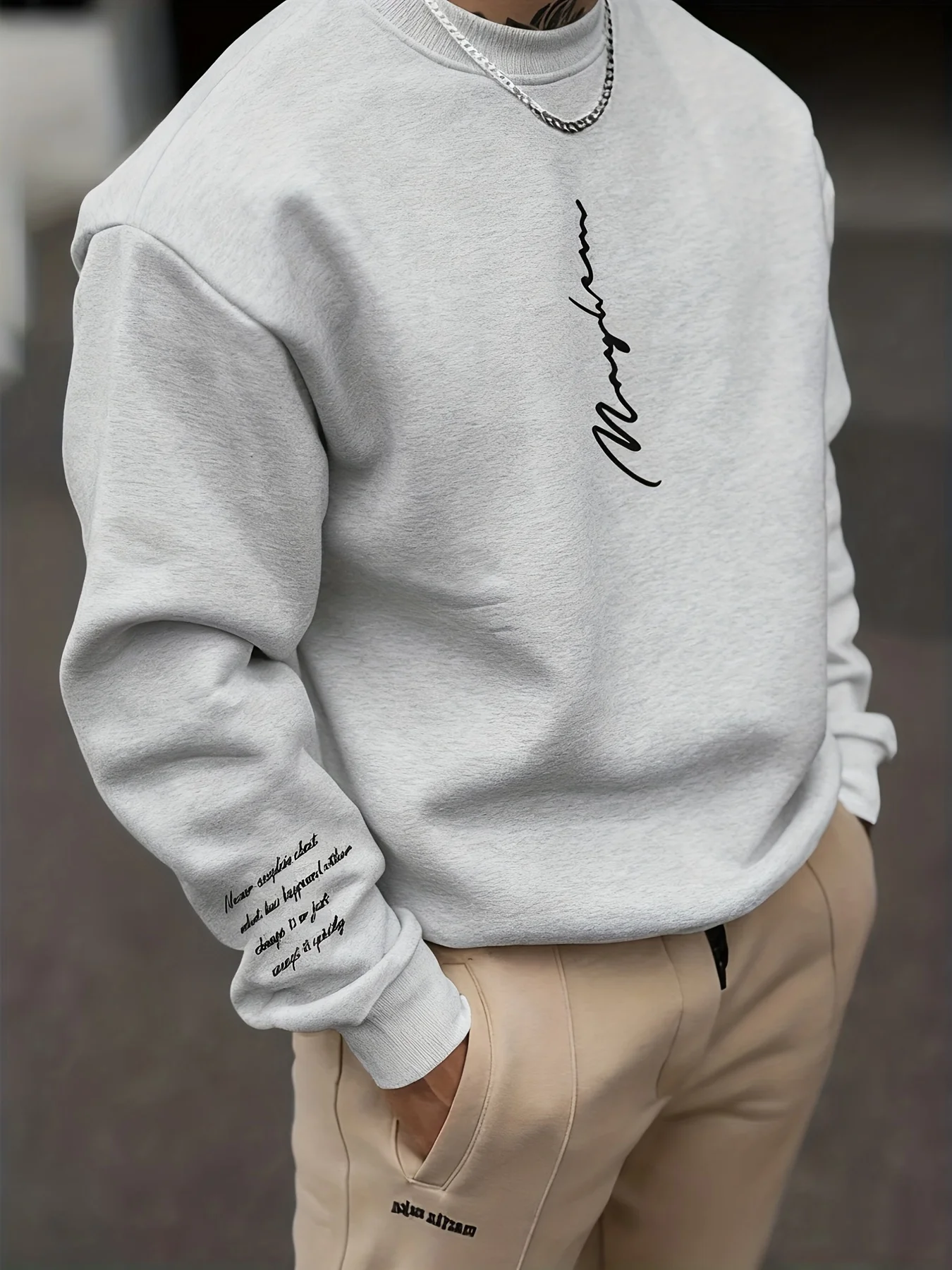 Autumn and winter men's round-neck sweater with letter printing warm comfortable casual fashionable street wear view 4