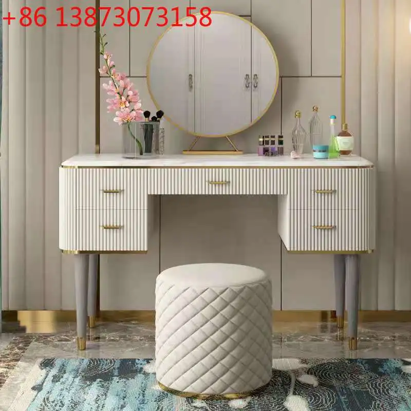 Light luxury dresser Solid wood leg Marble countertop Painted cabinet Modern simple fashion Internet celebrity dressing table
