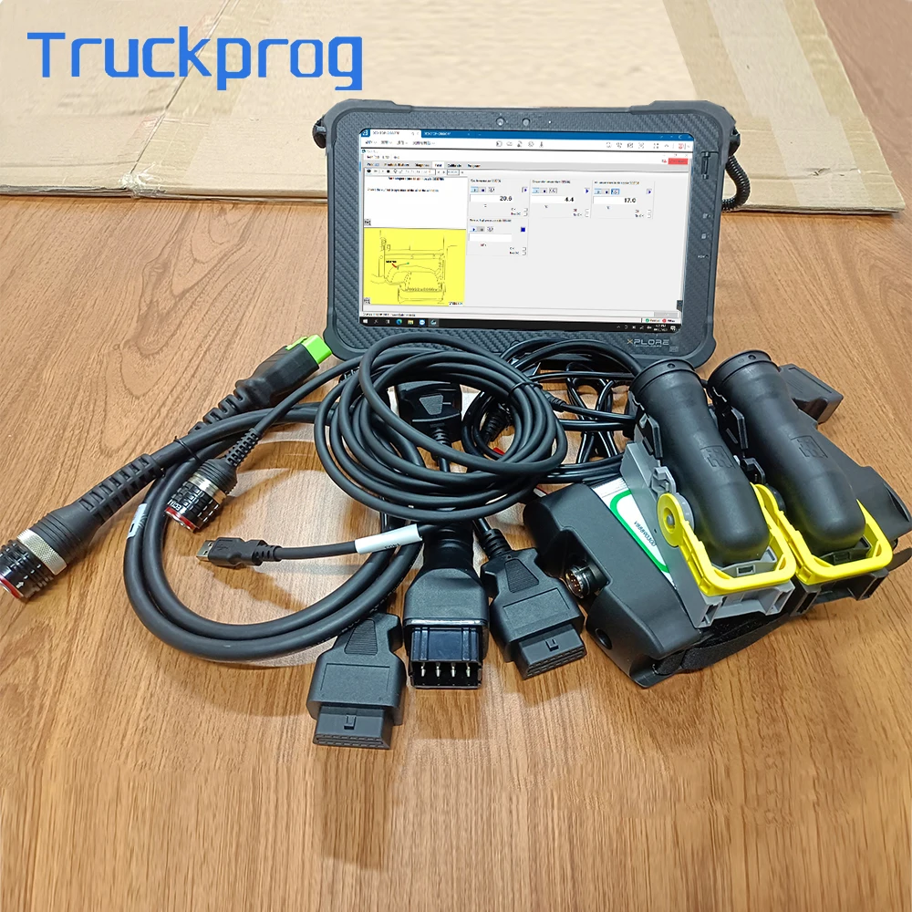 Tablet + For Ecu Test Cable Vocom vcads 88890300 For Renault/UD/Mack Excavator truck Diagnostic ECU programming tool