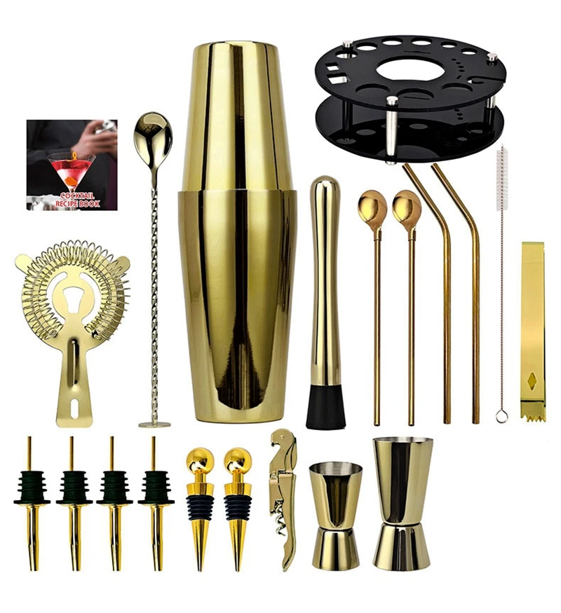 Cocktail shaker kit bartender barman accessories alcoolic Mixers Set bar equipment martini mojito for cocktails Rotate Stand