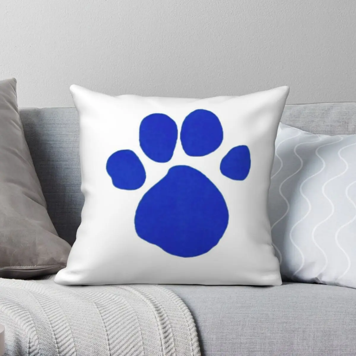 Blue's Clue Pawprint taie d'oreiller carrée Polyester lin velours motif décoratif taie d'oreiller canapé housse de coussin en gros