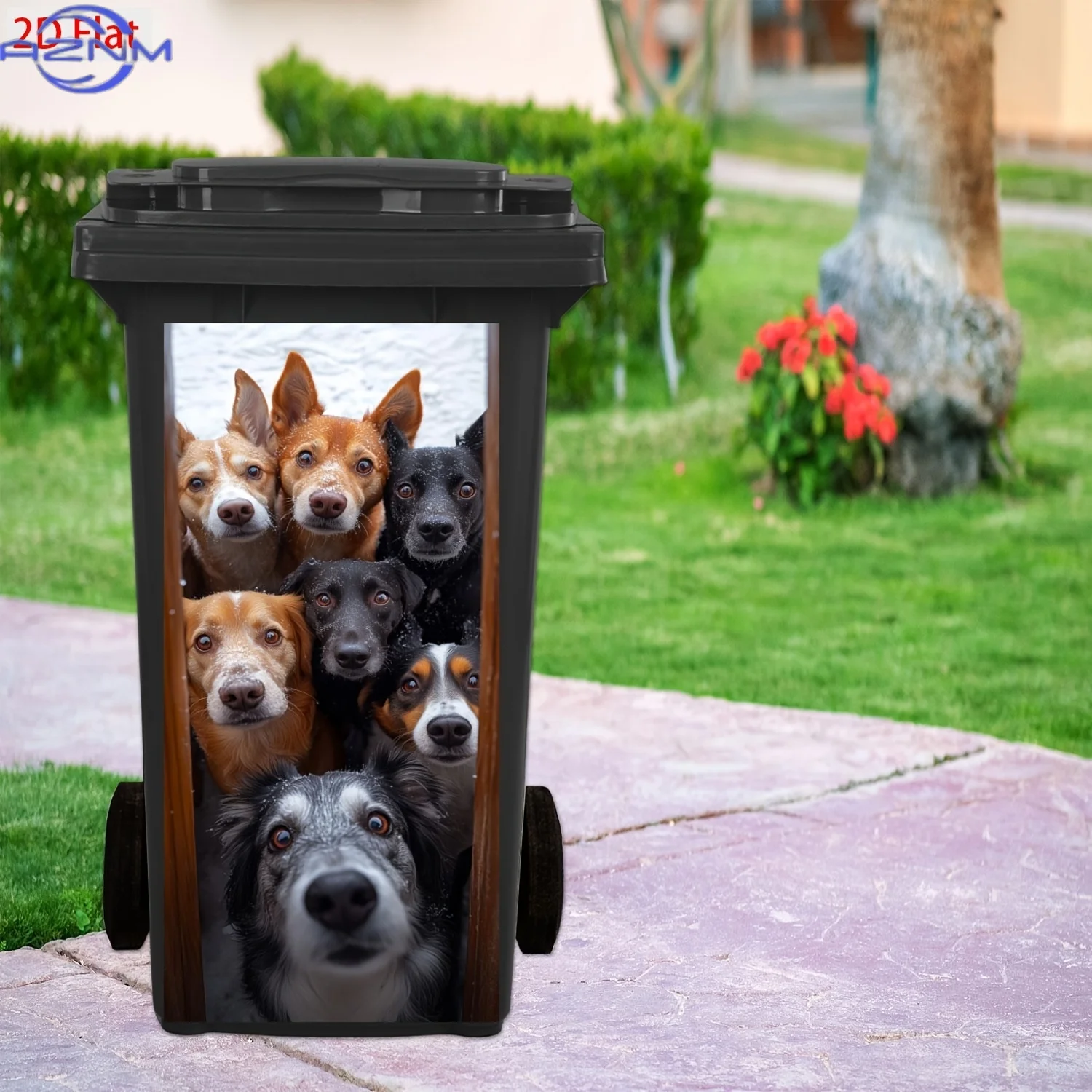 1pc Charming Dog-Themed Trash Can Sticker - Waterproof PVC, Self-Adhesive, Moisture-Resistant, Ideal for Home & Kitchen Decor,