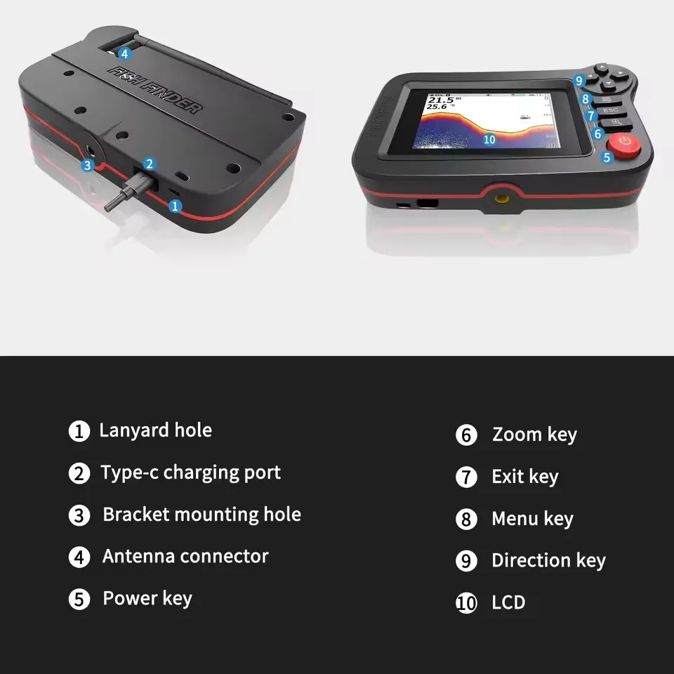 المحمولة 3.5in شاشة ملونة المهنية تحت الماء أعمق صياد السمك قارب الصيد السونار اللاسلكية الصيد الرادار كشف XF08