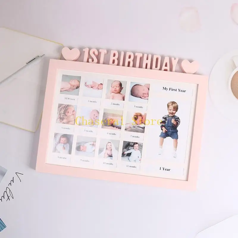 E7CE First Year Photo Moment Baby Frame DIY 0-12 Month Picture Display Gift