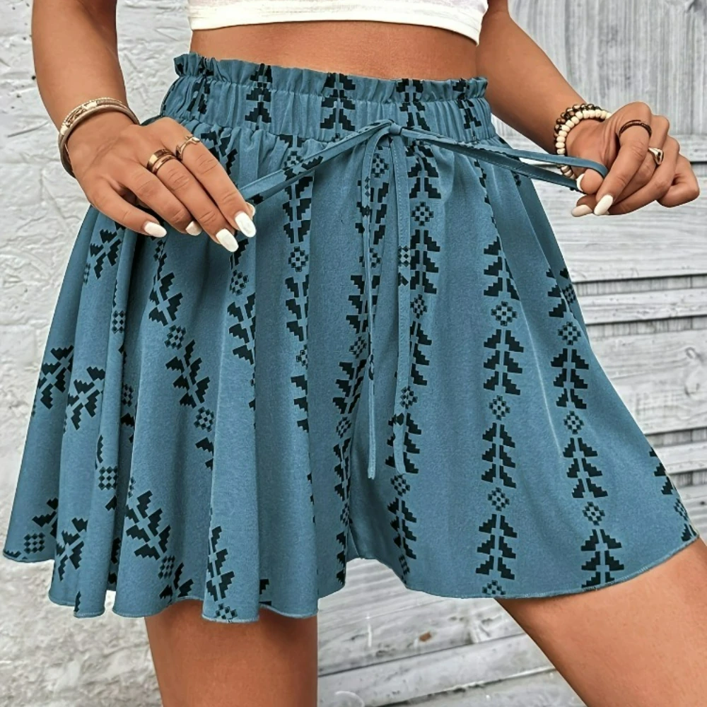 

Summer Printed Loose Drawstring Casual Women Shorts