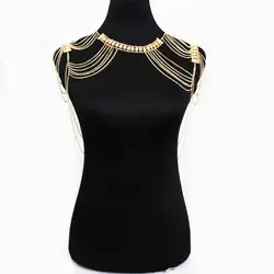 Body Jewelry Tassel Harness Shoulder Chains Necklace Lady Fancy Dress Shoulder Body Chain Necklace