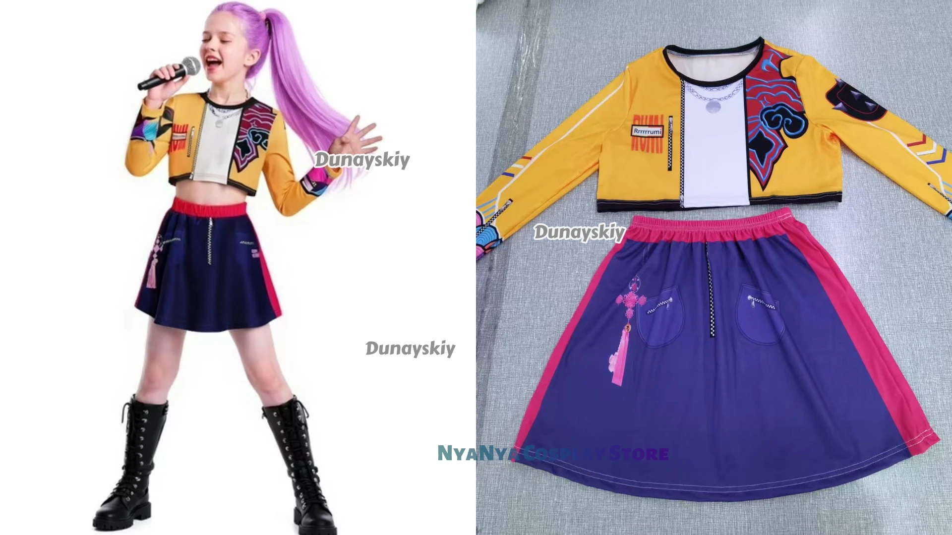 [Dunayskiy] Zoey Mira Rumi Kpop Dämonenjäger Cosplay Kostüm Huntrix Pop Idol 3D Gedruckt Kinder Mädchen Stil Kinder Bühnenauftritt