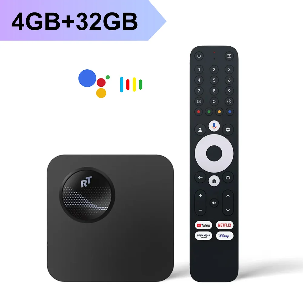 RockTek GX1 UHD Google TV 14 Box Netflix Google Certified 4GB 32GB Realtek1325 Ondersteunt Dolby Atmos 2T2R Wifi6 BT5.2 Android TV Box