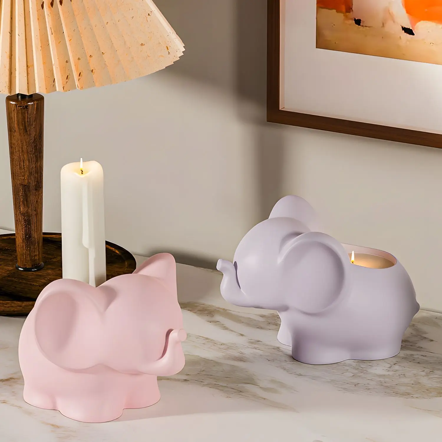 DIY Elephant Storage Cup Resin Mold Cute Pen Holder Vase Decoration Plaster Silicone Mold view 3