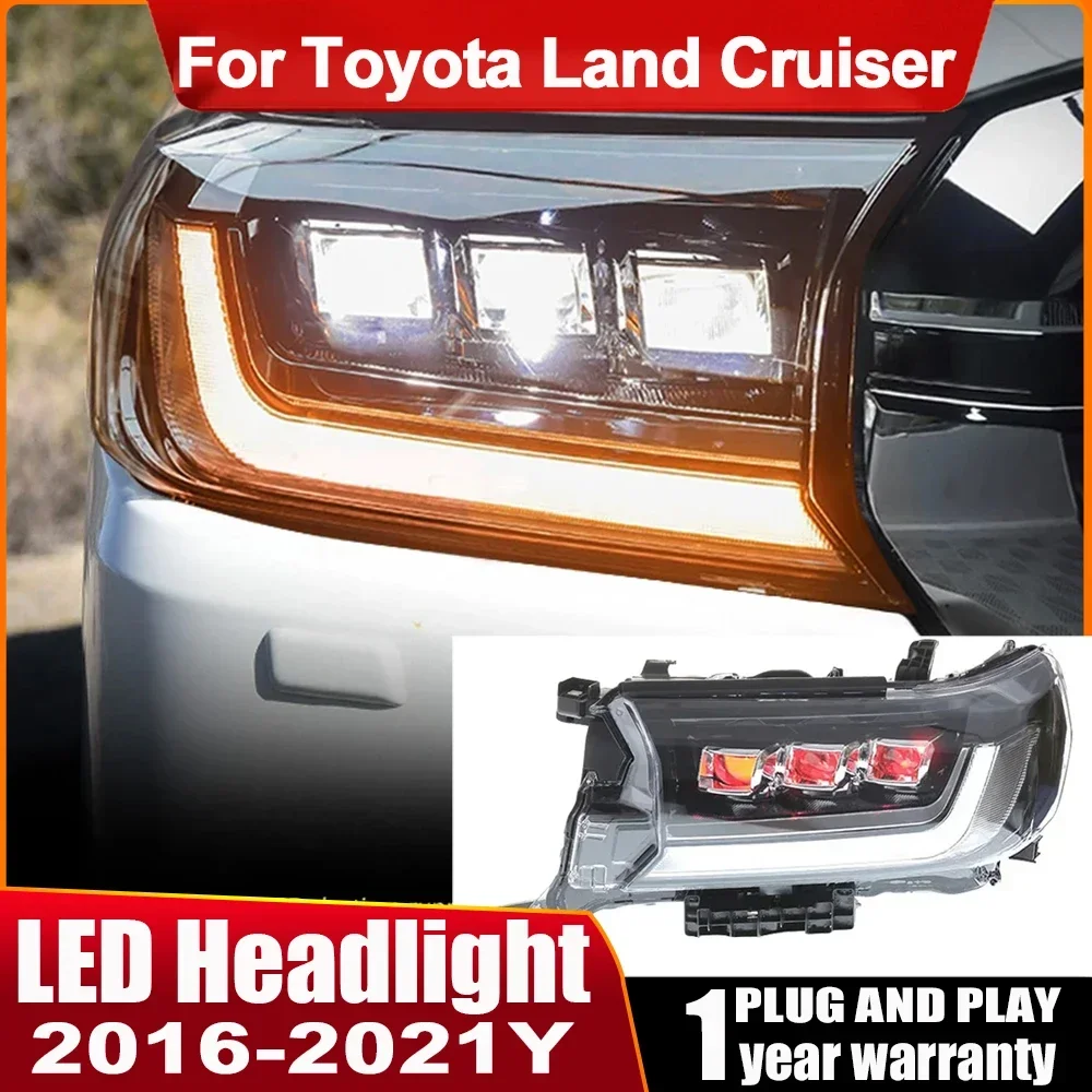 

Фара для TOYOTA Land Cruiser, светодиодная фара 2016 2017, 2018-2021, фары DRL, указатель поворота, дальний свет, проектор «ангельский глаз»