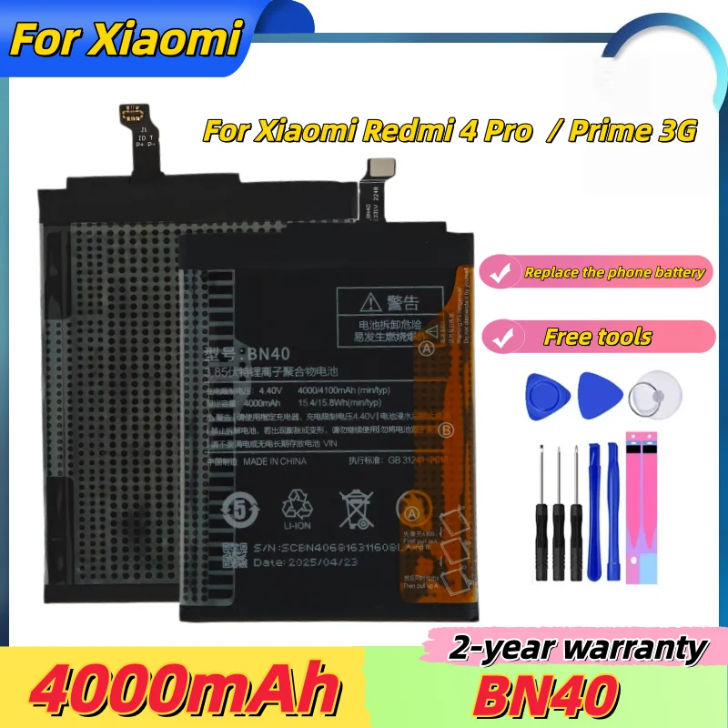 

4000mAh High Quality BN40 Battery For Xiaomi Redmi 4 Pro 4Pro / Prime 3G RAM 32G ROM Edition Phone Battery Bateria