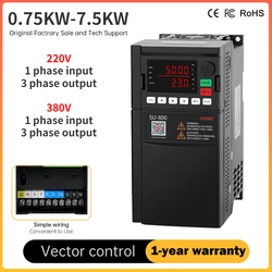 Alta qualità 220V 1-3PH 380V 3-3PH SUSWE VFD Inverter 0.75KW-7.5KW convertitore di frequenza variabile motore mandrino CNC per uso industriale