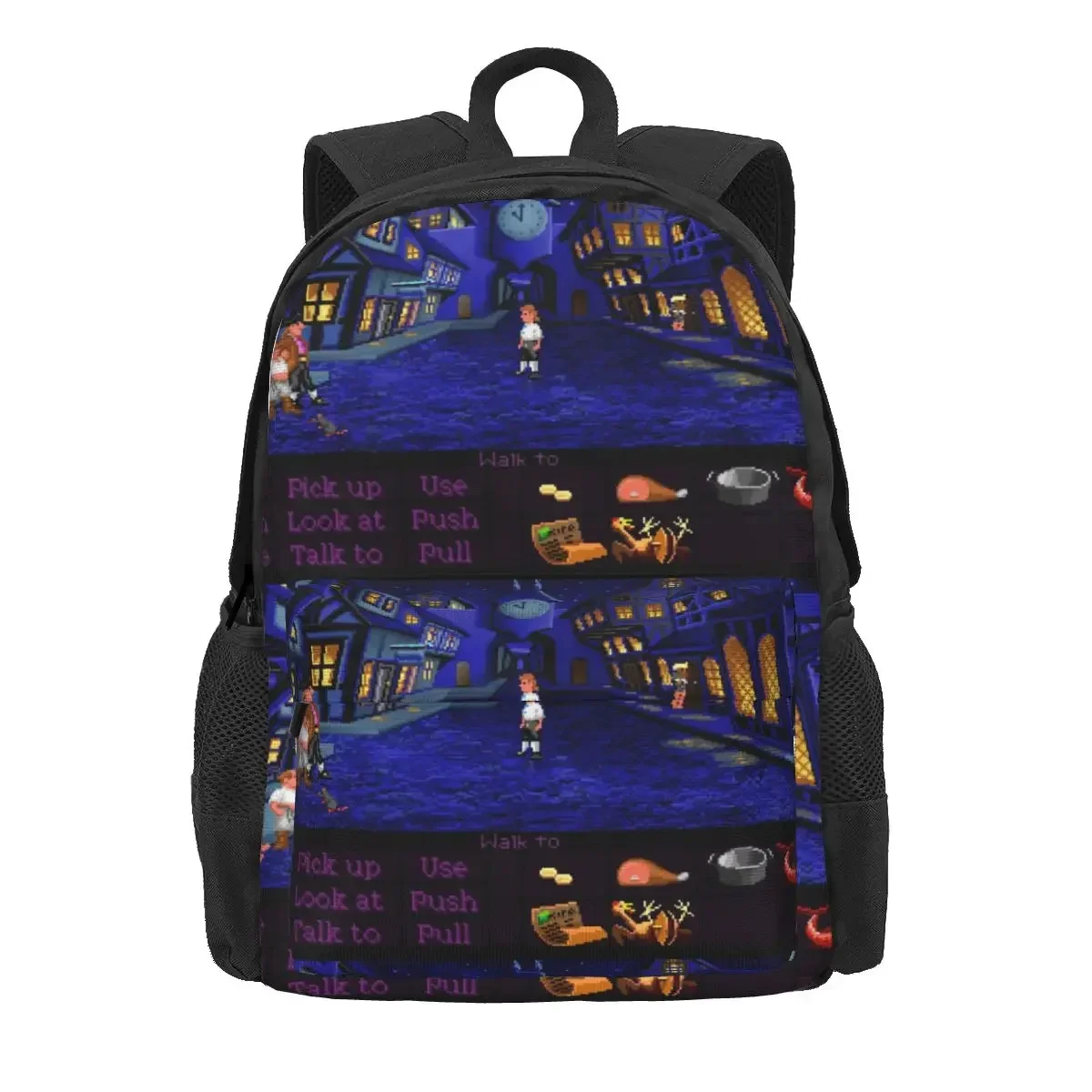 Melee Island Streets (Monkey Island 1) กระเป๋าเป้สะพายหลัง Boys Girls Bookbag นักเรียนโรงเรียนกระเป๋าการ์ตูนเด็ก Rucksack กระเป๋าสะพาย