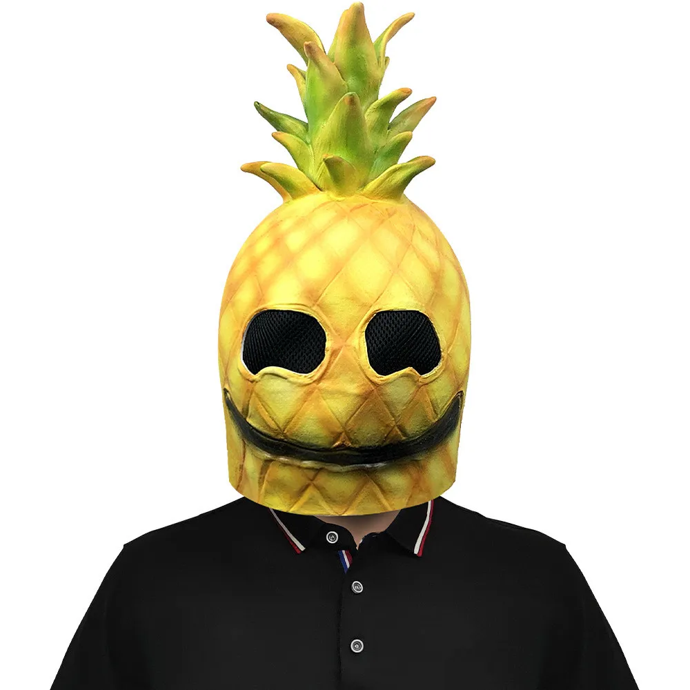 Ananas-Latexmaske Lustige Frucht-Kopfmaske Halloween Ostern Kostümparty Maskerade – Detail 1