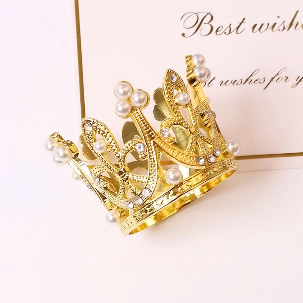

12pcs Pearl Crown Napkin Rings Elegant Silver Zinc Alloy Table Decor Wedding Party Valentine Dinner Serviette Holder