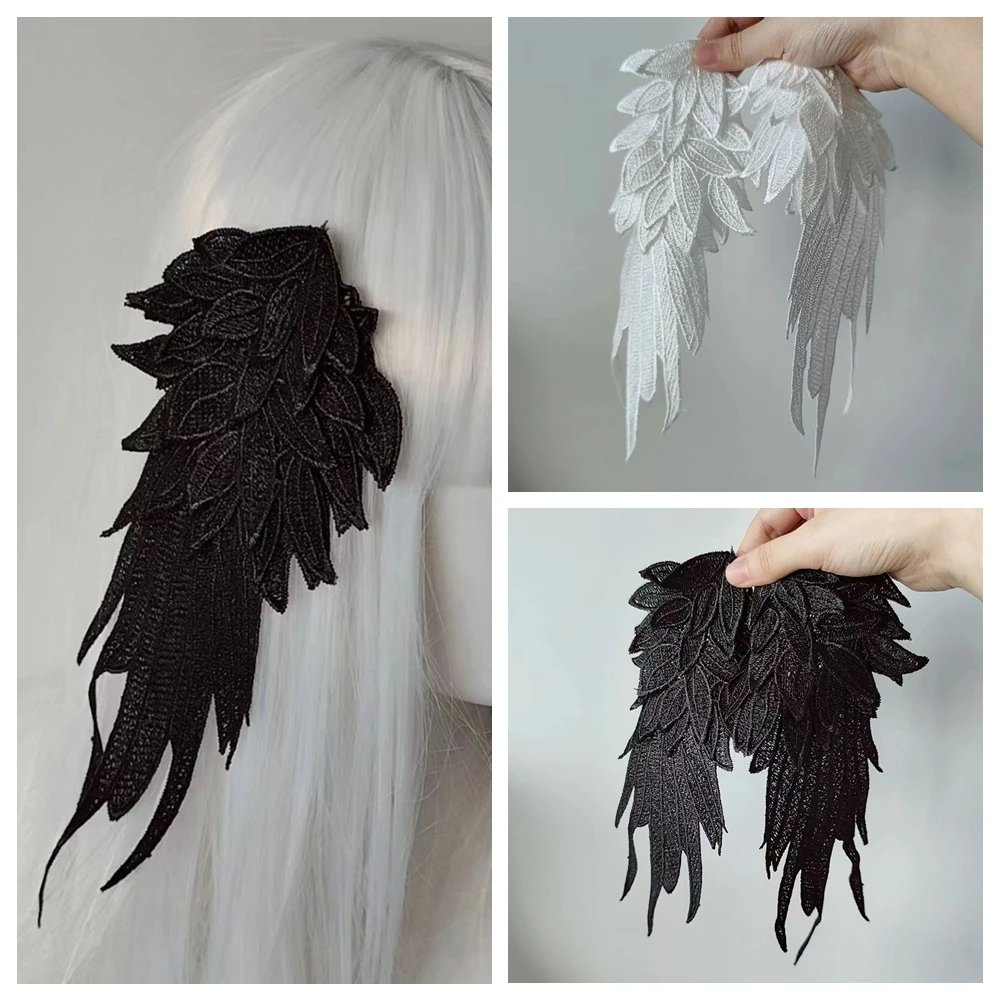 

Black/White Angel Wing Hair Clips Lolita Barrette Angel Wing Hairpin Lolita Cosplay Hair Accessories Anime Halloween Headwear