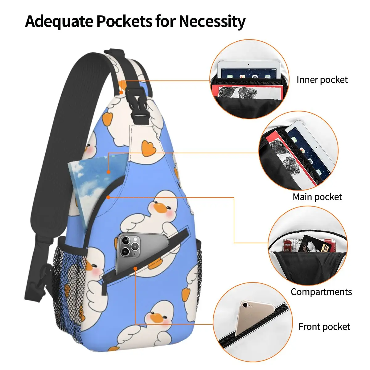 Crossbody Bag Sports Cute Kawaii Chonky Chibi Chest Bag Unisex Women Man Fashion Shoulder Backpacks Travel