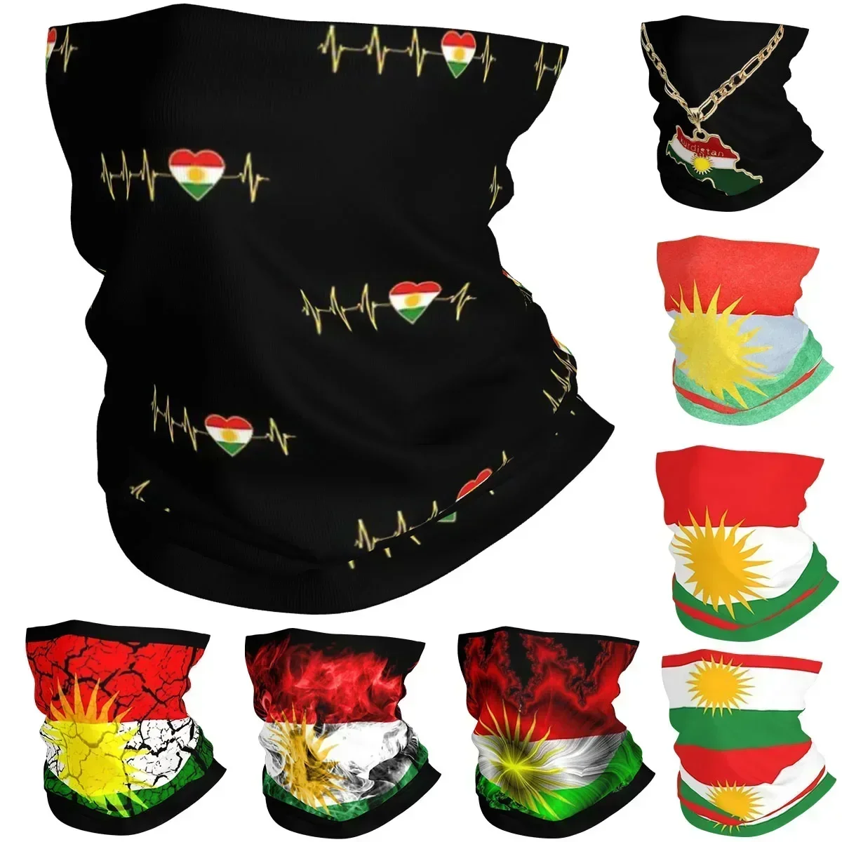 Kurdistan Kurdische Flagge Bandana Halsmanschette Bedruckter Wickelschal Mehrzweck-Kopfbedeckung Outdoor-Sport Unisex Erwachsene Winddicht