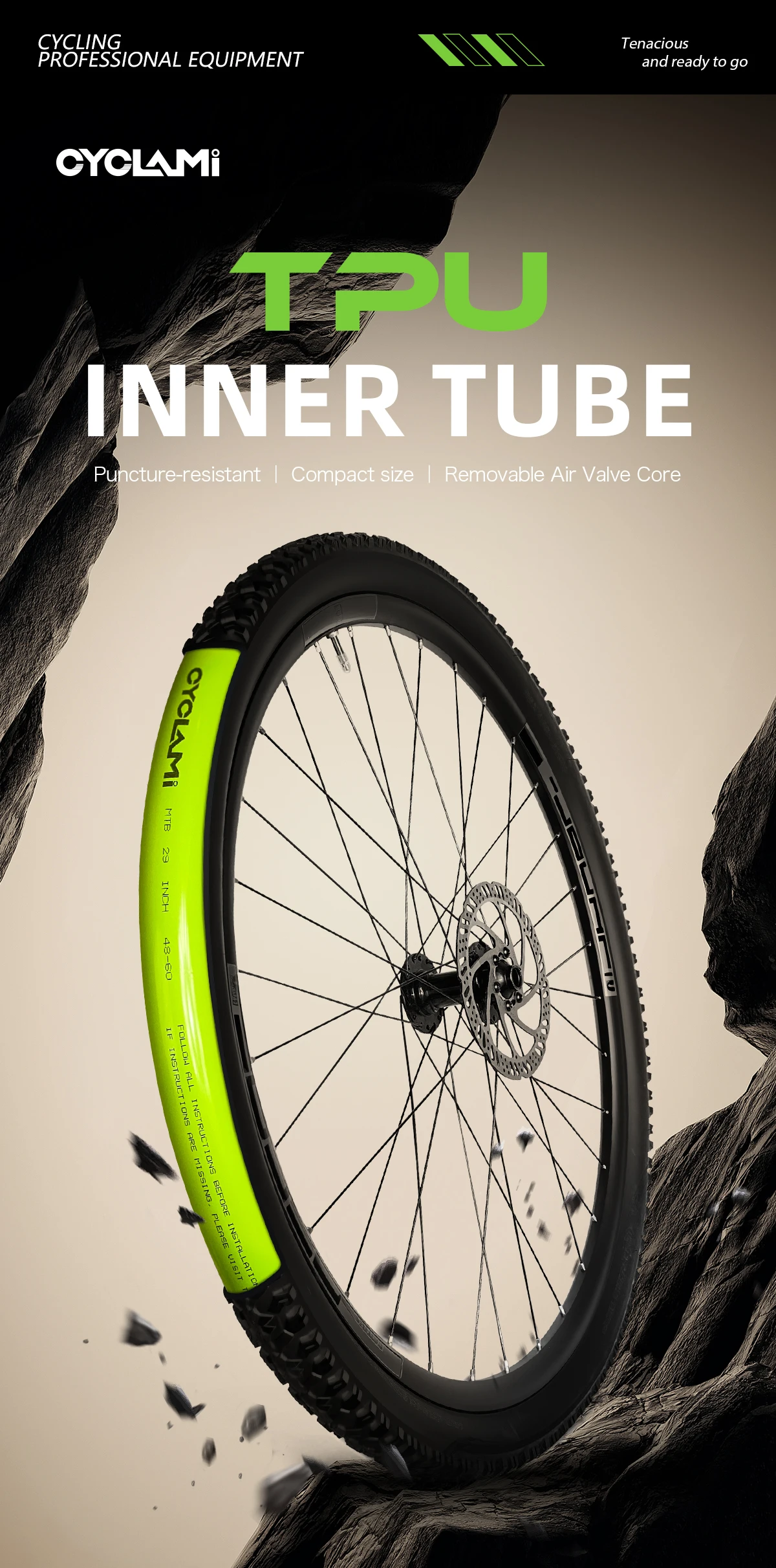 CYCLAMI Fahrradschlauch Ultraleichter TPU-Schlauch Metall Presta-Ventil FV Abnehmbares Fahrradzubehör für Mountain 1.9 2.5 MTB 29 27.5 26 – Detail 1