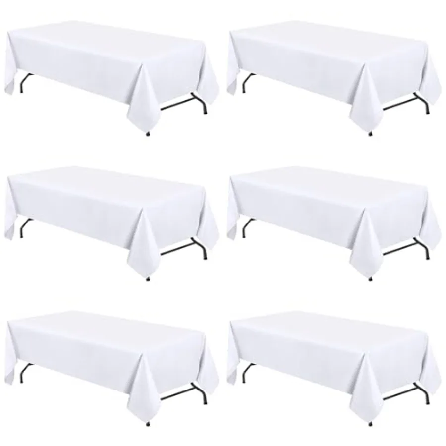 

WEALUXE Table Cloths for 6 Feet Folding Tables [6 Pack, 60x102 Inches] Tablecloths Rectangular, Stain and Wrinkle Resistant Was