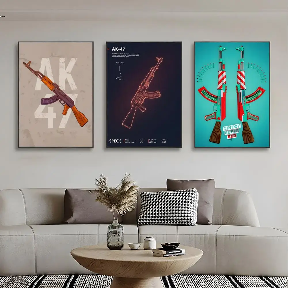 Tactical Powerful C-Cool Classic Rifle A-AK-47 Poster High-definition stickers ideal gifts for living rooms hallways