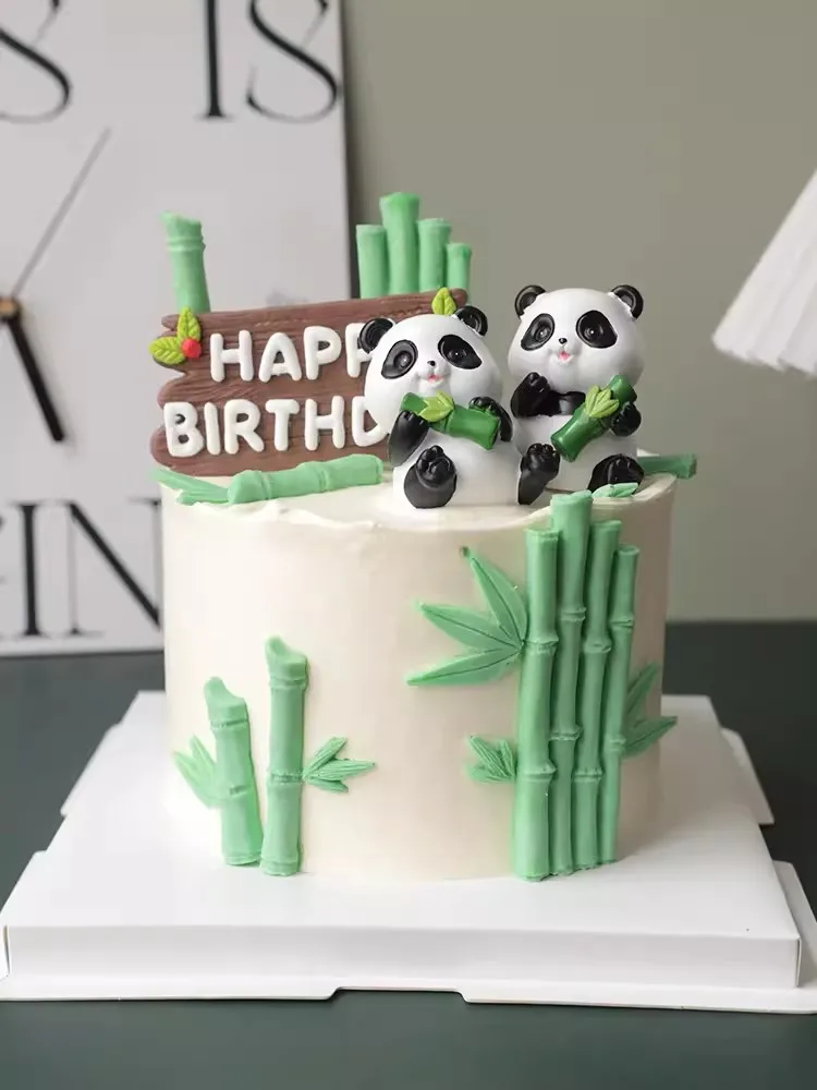 Winy Panda tort Toppers bambusowe liście żółwia dekoracje z okazji urodzin na dzień dziecka Boy Girl Party materiały urocze prezenty do pieczenia