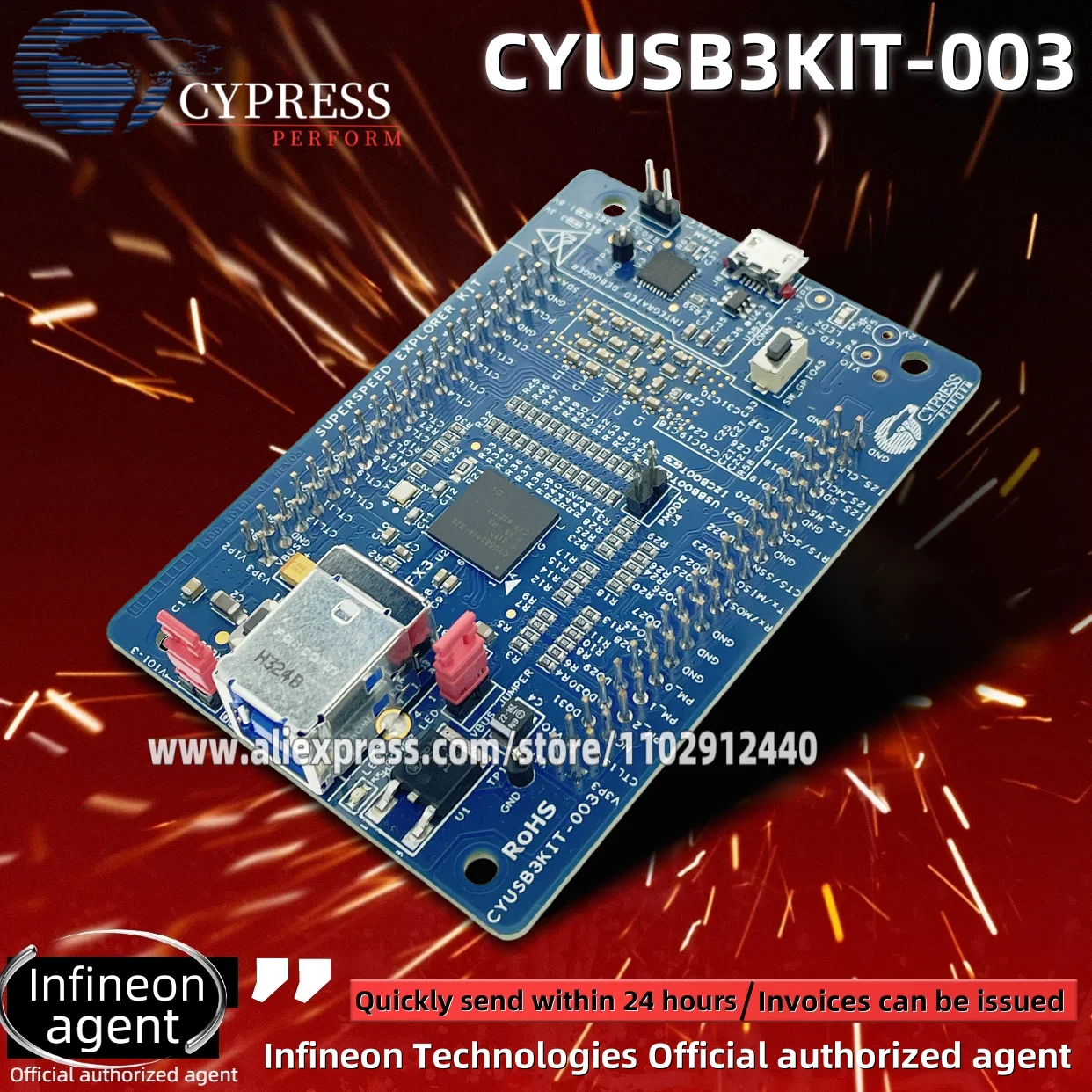 1PCS/LOT CYUSB3KIT-003 High speed interface development board tool USB3.0 CYUSB3014 FX3 Original stock