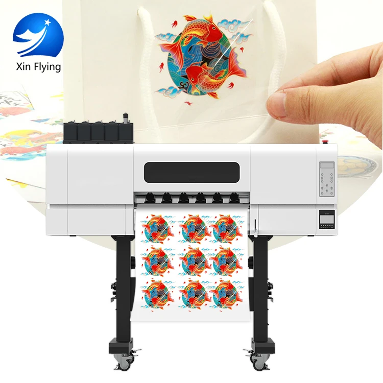 

Cmykw Varnish UVInks plastic acrylic metal tiles flatbed t-shirt printing machine Pet Film transfer impresora 60CMuv dtf printer