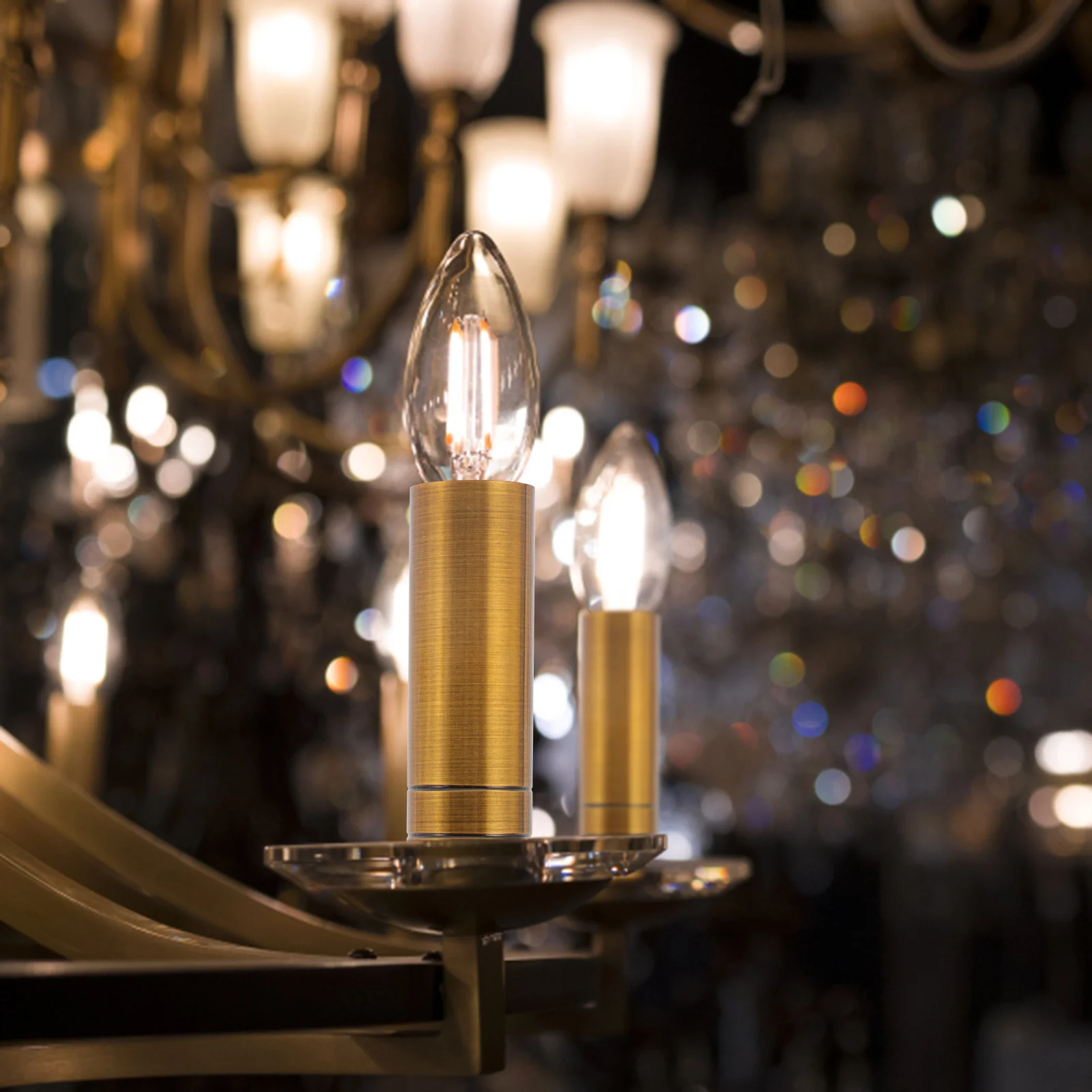 

2pcs Lamp Base Sleeve Golden Iron Chandelier Light Cover Replacement Candelabra Base Tube Sleeves Lighting Fixture Parts