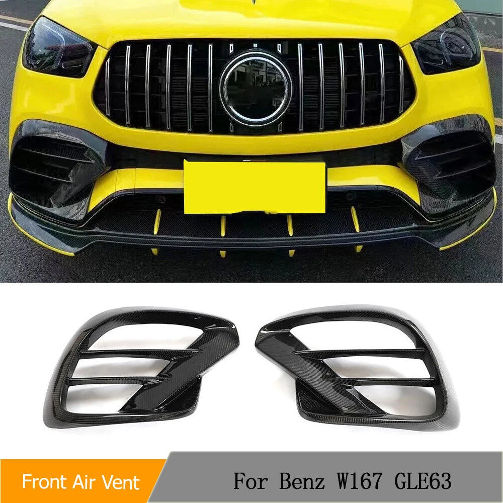 Car Front Fins Air Vent Carbon Fiber Cover for Mercedes Benz GLE Clas W167 C167 GLE450 GLE53 GLE63 AMG