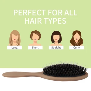 فرشاة Boar Bristles Hair Extension للنساء ، لمسة نهائية غير لامعة ، أسنان نايلون ، وسادة ، تصفيف ، تنعيم ، فك تشابك الشعر أفضل 10 مبيعات أصلية لأسنان الخنزير - رقم 4