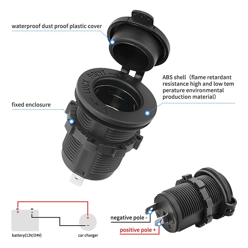 external cigarette lighter Cigarette Lighter Socket Car Marine Motorcycle ATV RV Lighter Socket Power  Outlet Socket Receptacle 12V-36V Waterproof Plug