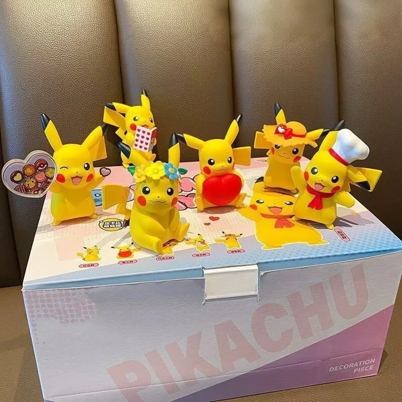 Pokemon Pikachu Anime Figures Toys blind box Couple Anime Figure Cartoon Fashion Action Figure Birthday Gift For Boy Children