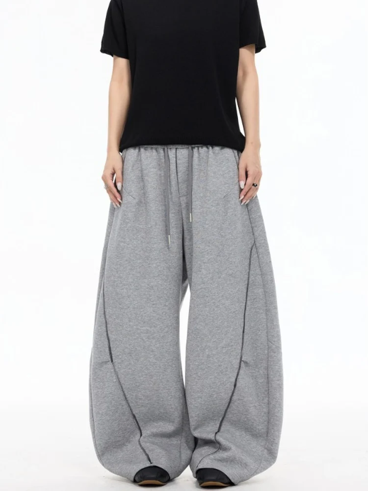 

American High Street Retro Design Drawstring Drapey Deconstructed Knife Sweatpants Loose Casual Trousers for Men And Women