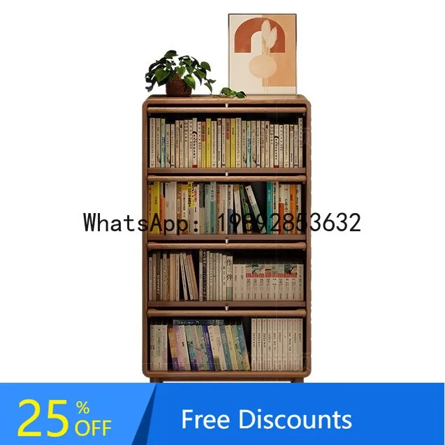 

YFY Dustproof Bookcase with Glass Doors Small Rack Floor-standing American Style Living Room All Solid Wood Display Cabinet