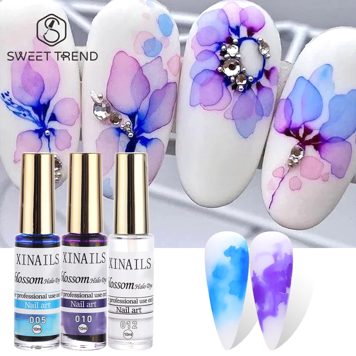 

3pcs/set Summer Flowers Design Blooming Nail Gel Polish Smudge Ink Watercolor Floral Pattern Soak Off Hybrid Varnishes Manicure