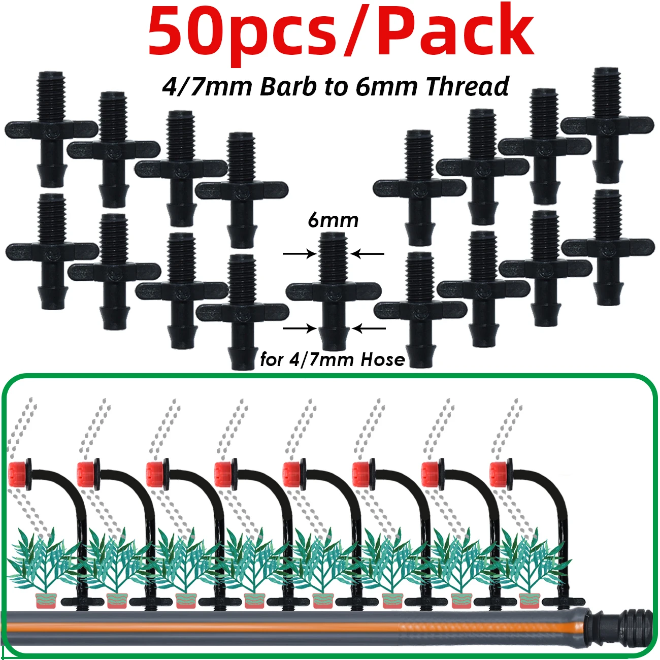 KESLA 50 szt. 1/4 4/7mm 3/5mm zestaw nawadniania kropelkowego do węży kolczasto-kolczasto-krzyżowy przejściówka Adapter Eng do złącza wody ogrodowego