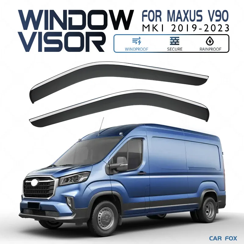 

For MAXUS V90 2019-2024 Window visor Accessories Bright Strip Wind Deflectors Visors Rain Guard Door Visor Vent Shades Ventvisor