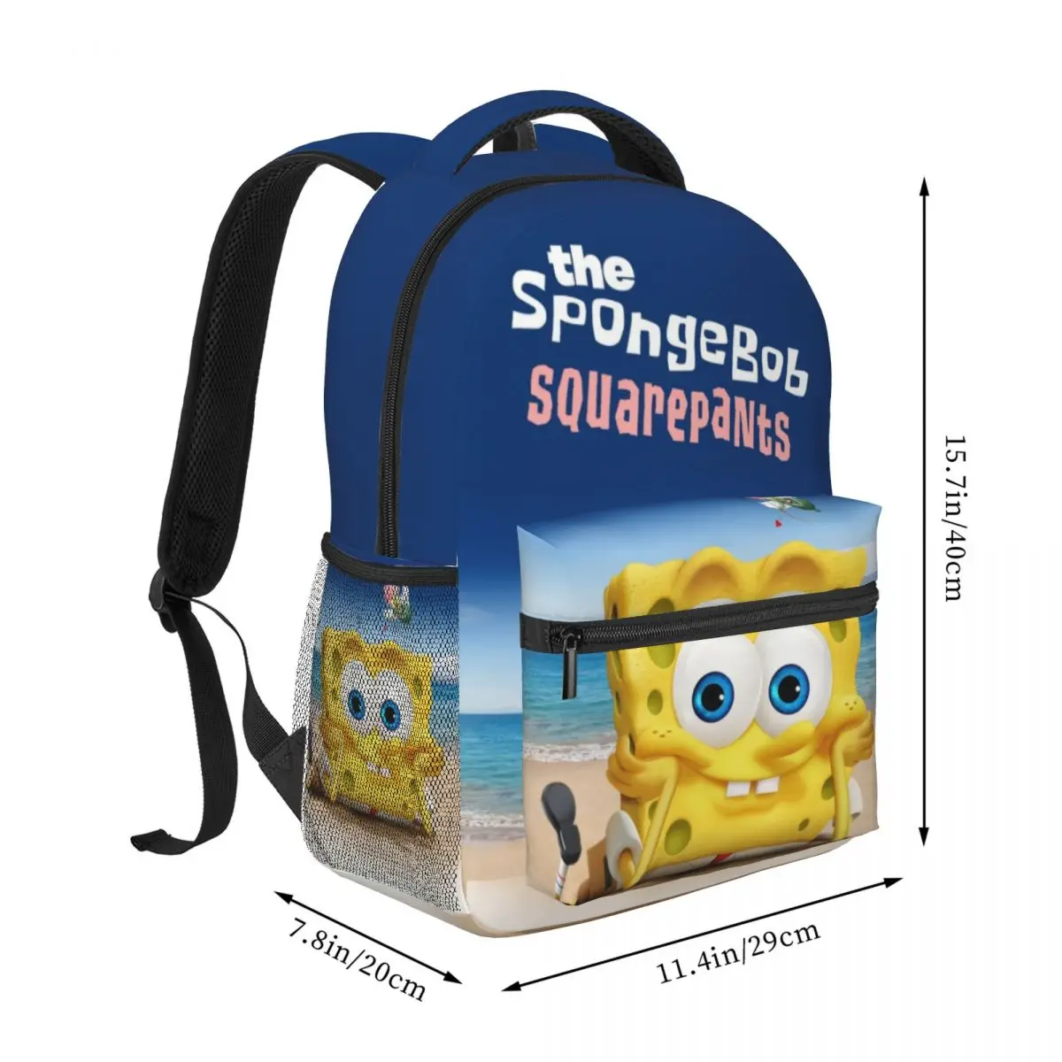 Bob Esponja Impresso Lightweight Casual Schoolbag, escola, ao ar livre, compras, escritório, 17"