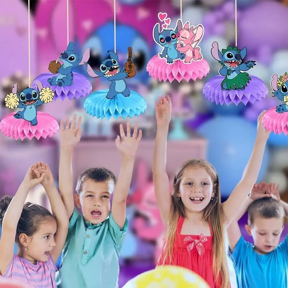Stitch Honeycomb Centerpieces 9PCS Stitch Themed Table Decorations, Stitch party decorations, Cute Stitch and Lilo Honeycomb view 5
