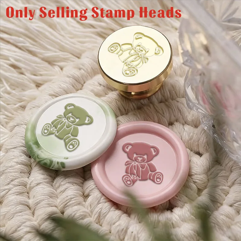 1PC Creative bear,love with rose Engraved Initials Wax Stamp Brass Stamp For Envelope Sealing, Wedding Invitations & Crafts