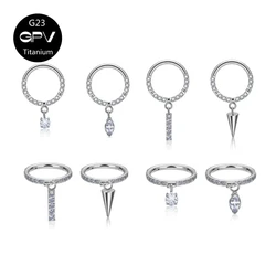 G23 Titanium Nasal Septum Ring Front And Side ZC Four Fashionable Punk Men's And Women's Nose Rings And Earrings With Pendants