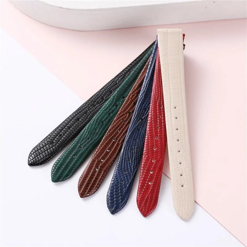 *New style* Slim Genuine Watch Leather Strap Lizard grain For Women Watch band 8mm 10mm 12mm 14mm 16mm*leather watch strap *