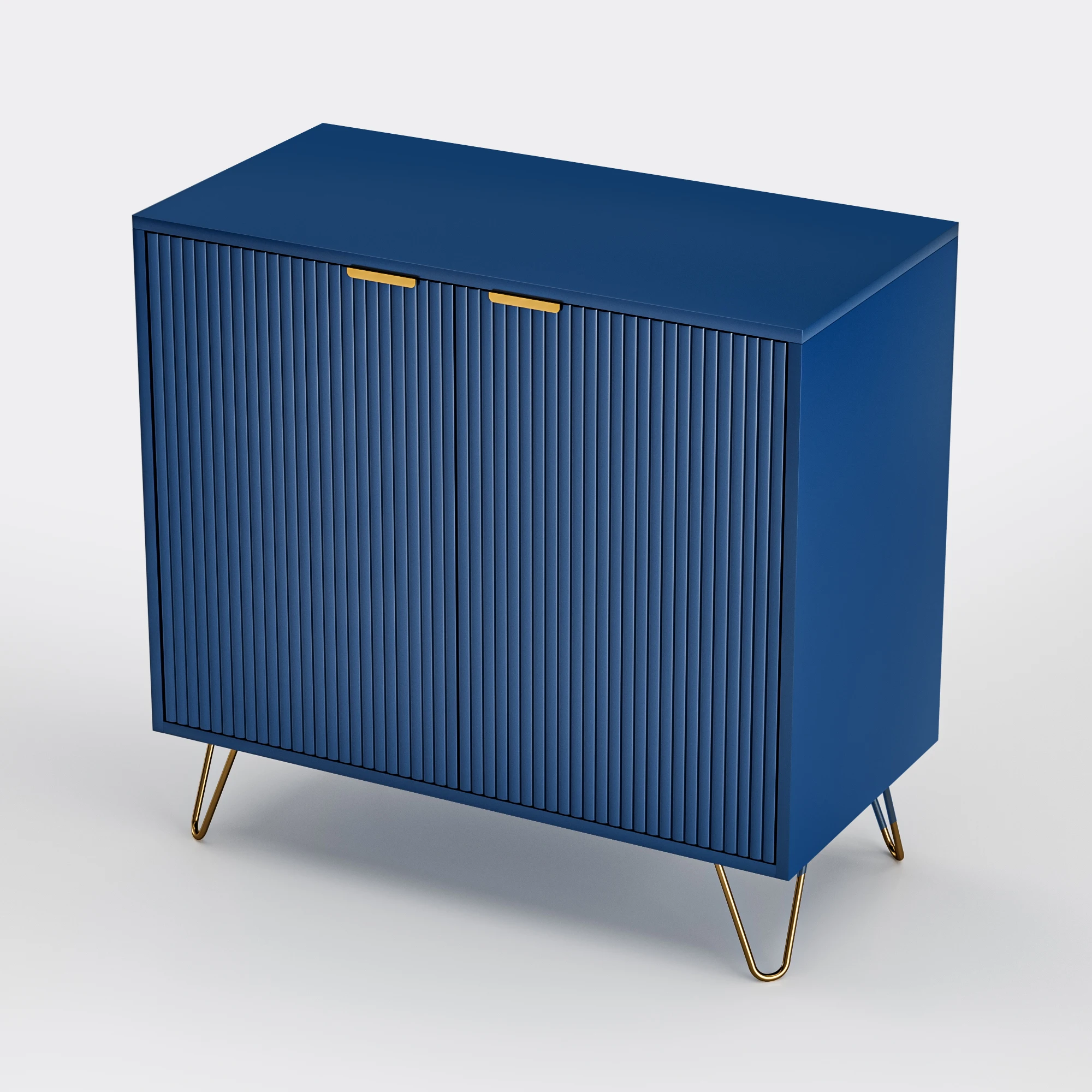 Classic chest of drawers, cabinet with 2 drawers, storage space in the living room and bedroom, MDF+chipboard,Dark Blue