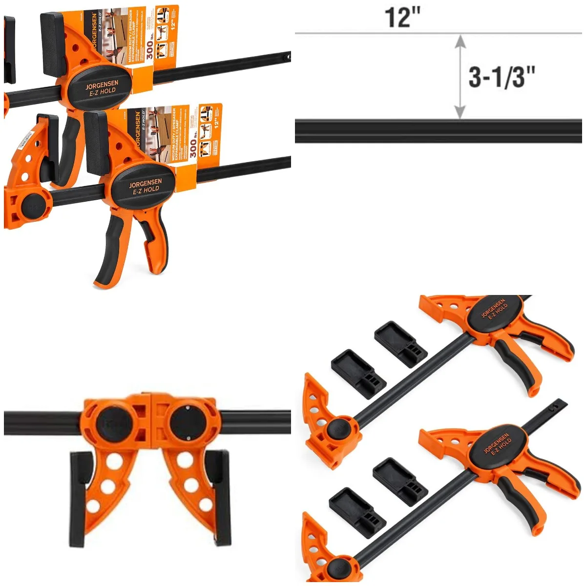 

Набор из 2 зажимов с храповым механизмом, средней мощности, 12-дюймовый зажим с одной рукой, расширяемый разбрасыватель E-Z