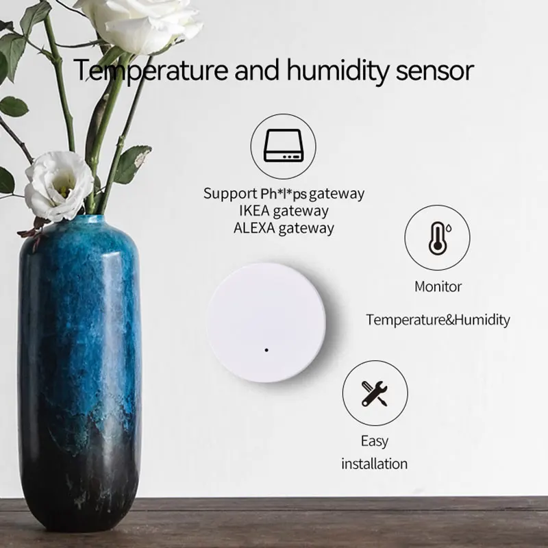 1~8PCS Smart Temperature And Humidity Sensor Smart Home Security Protection Battery Powered Work With Alexa