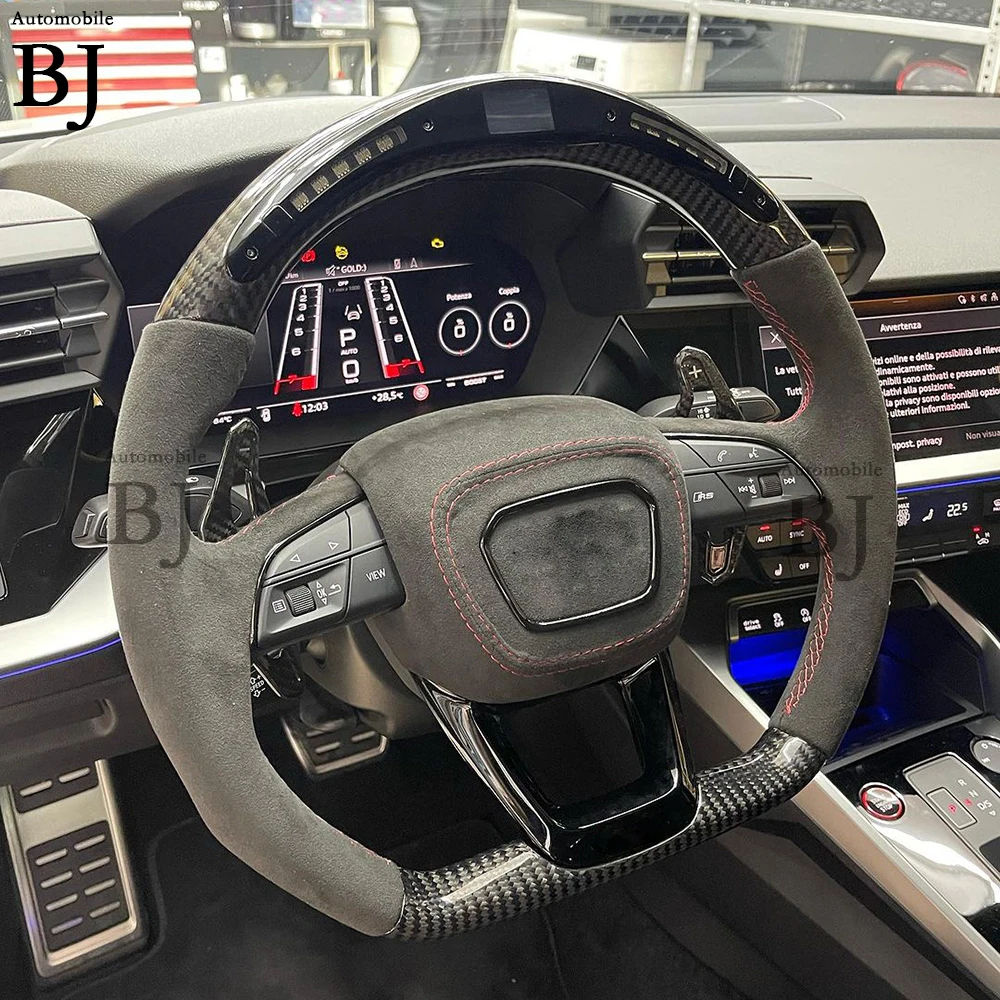 Carbon Fiber LED Steering Wheel Fit For Audi A3 A4 A5 Q3 Q4 Q5 Q7 RSQ3 RSQ4 RSQ5 RSQ7 8Y 2021-2023 Model Customized