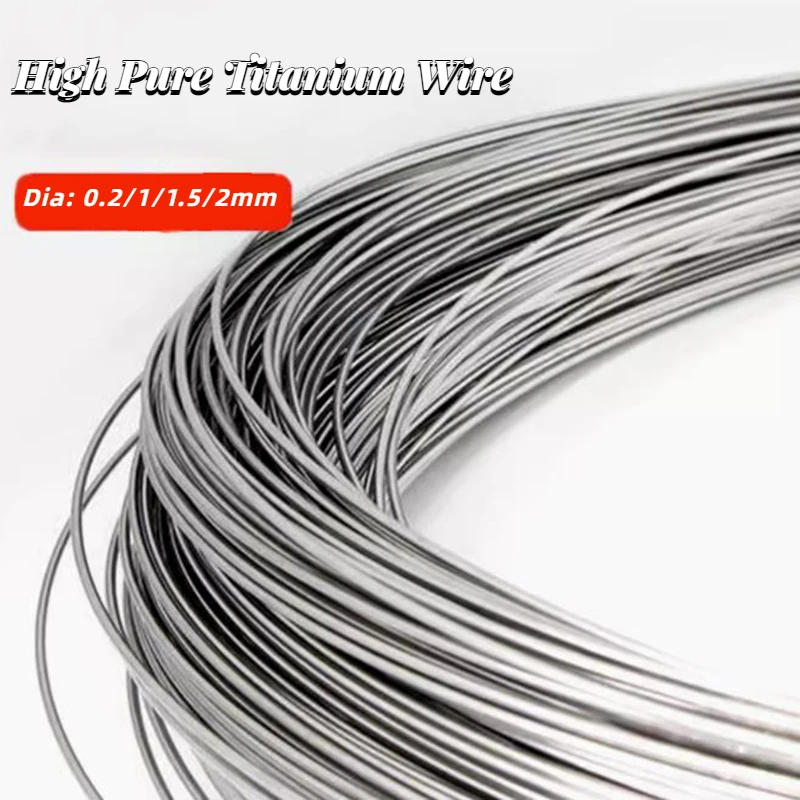 1Pcs Ti TA2 High Pure Titanium Wire Line Diameter 0.2/1/1.5/2mm * Length 1/2/3/5 Meter DIY Material